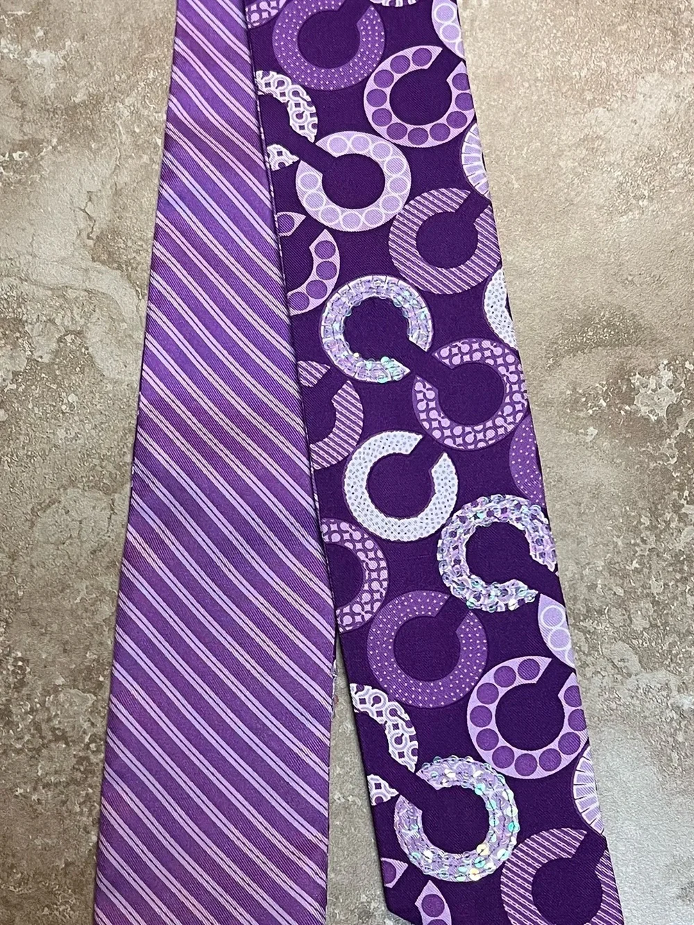 Coach Purple Patterned Silk Scarf